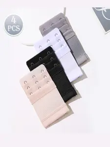 4pcs Adjustable Elastic Polyester Bra Extenders, Multiple Hook Options, Color Combinations, Women's Underwear Accessories, Bra Straps Extender