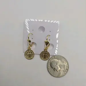 Saint Benedict Gold-Plated Religious Earrings with Double Design gold jewelry accessories women dangle earring