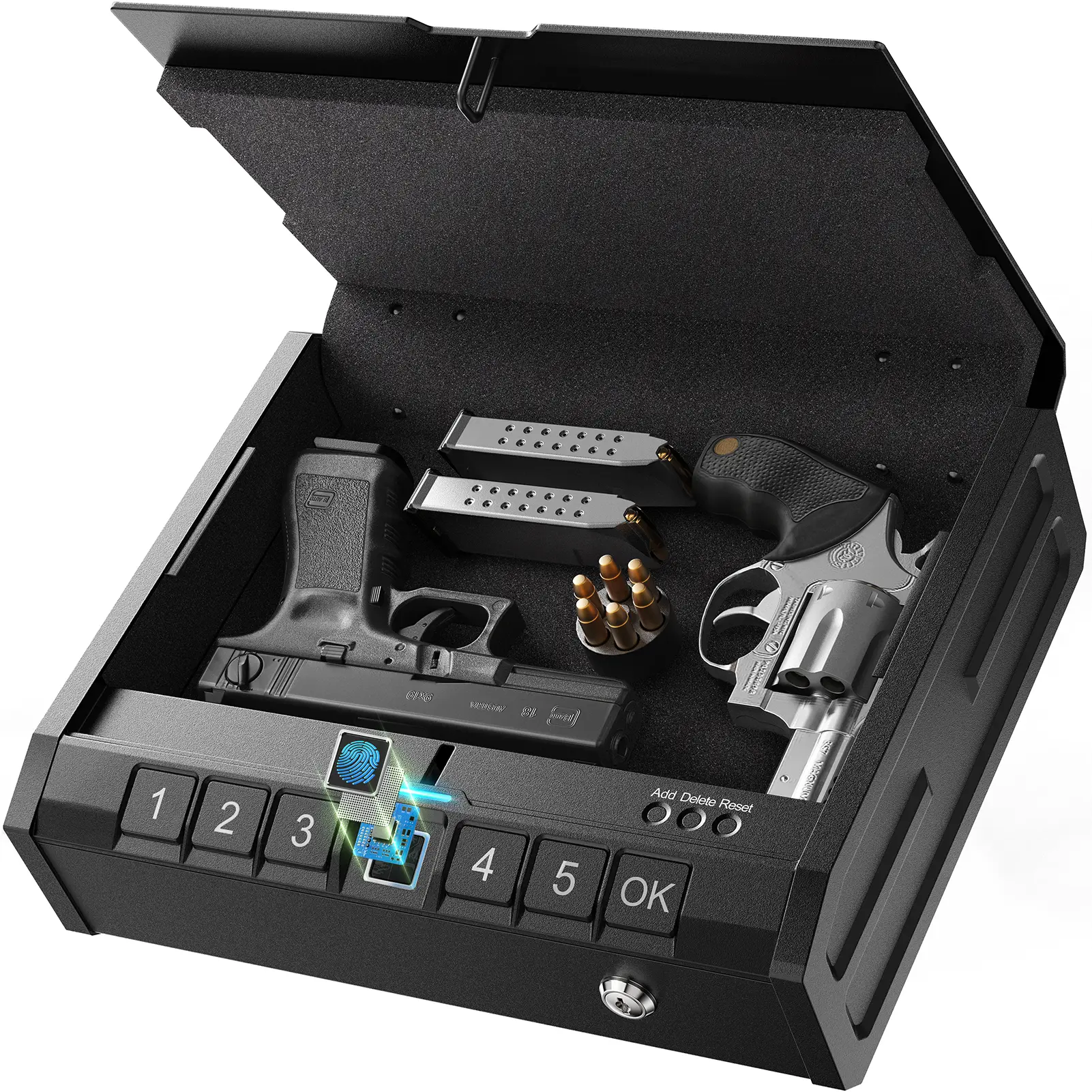 ONNAIS Iron SE Basic Biometric Personal Safe Box, Fingerprint & Keypad Quick Access, Backup Key and Security Cable for Home & Nightstand – No Interior Light