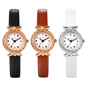 OIDEA Women's Slim Round-Faced Quartz Leather Watch, Adjustable Strap, Rhinestone Diamond-Studded Bling Jeweled Hour Markers – Adjustable, Bling, Diamond-Studded, Jeweled, Round-Faced Quartz Watch, Adjustable Quartz Watches, Bling Quartz Watches