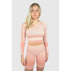 Blush Flex Seamless Crop Top - Long Sleeve, Comfortable Fit, Versatile Design workout  clothes gym  fit