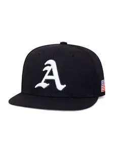 Unisex Gothic a Letter Side American Flag Baseball Cap, Patriotic Hat, Adjustable Fitted Woven Hat for Spring & Fall Outdoor Travel Beach Vacation, Quality Caps