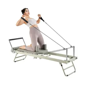 VEVOR Foldable Pilates Reformer, Wooden Pilates Workout Machine for Home Gym Studio Use, Pilates Bed with Dual Resistance - Spring Cord, Reformer Set with Sitting Box, Up to 400 LBSVEVOR Super Brand Day
