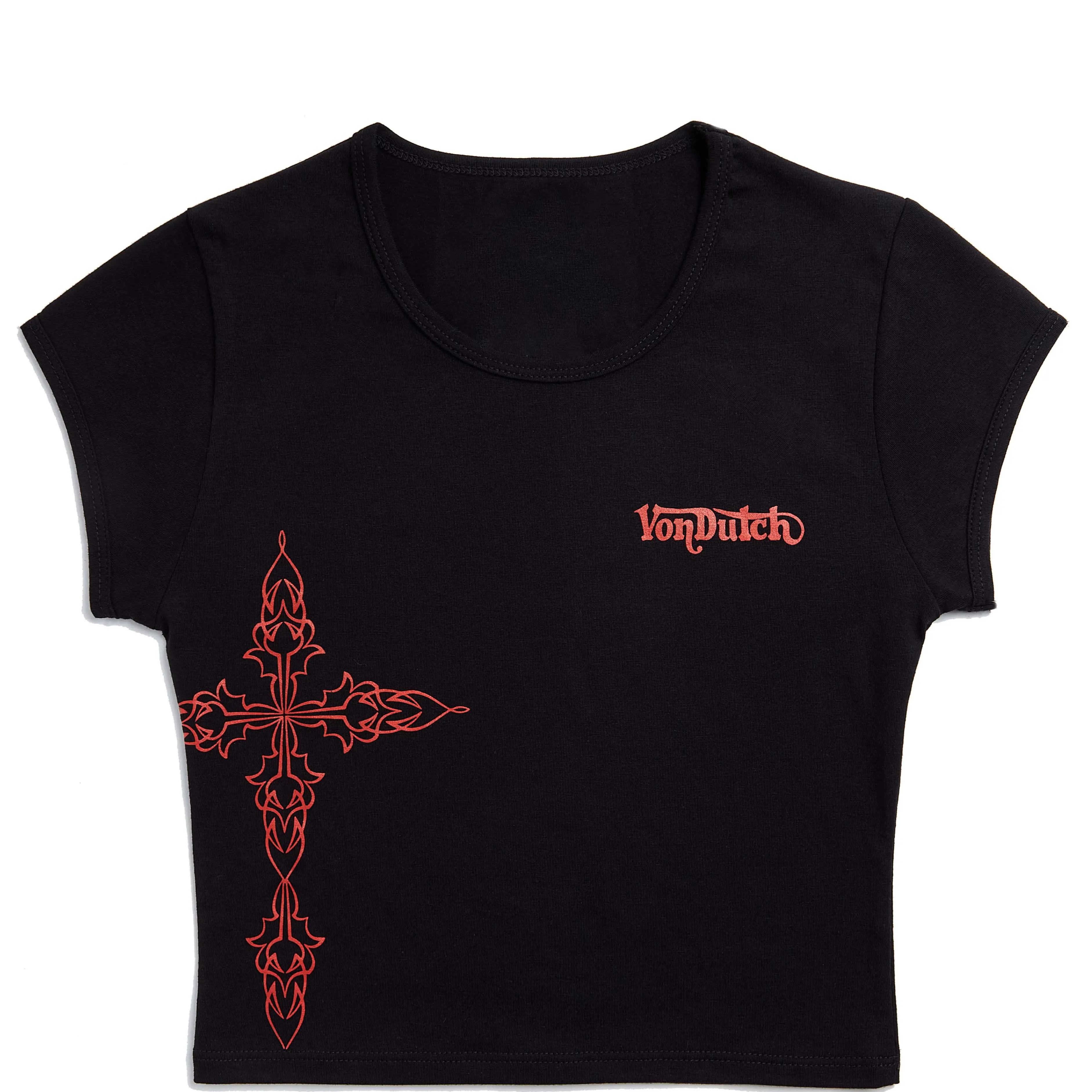 Von Dutch Black and Red Chopper Cross Baby Tee