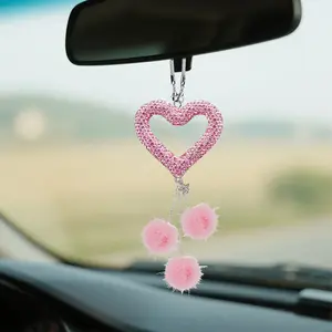 【2026 Summervibes】Glam Heart-shaped Car Mirror Decor with Pearl Crystal Drops Car Accessories for Her,Teacher appreciation gifts,Graduation gifts