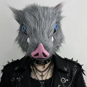 Lang Inosuke Hashibira Latex Pig Mask - Anime Cosplay Wild Boar Helmet, Carnival Adult Halloween Prop, Party Costume Accessory, Friend Gift, Carnival Adult Masks, Halloween Adult Masks