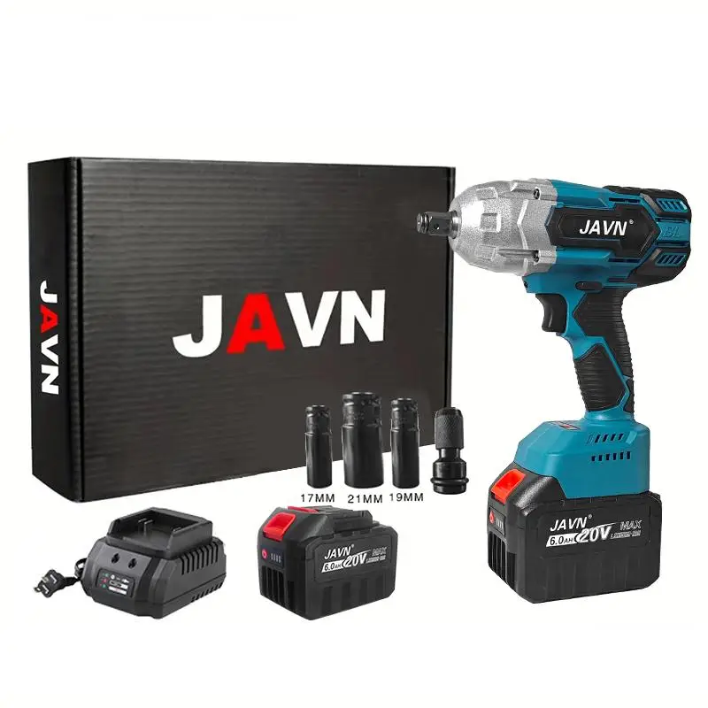 JAVN 20V 1000N.m Brushless Electric Impact Wrench, 1 Set Cordless Impact Wrench, Heavy Duty Impact Wrench for Car Tires, Power Tools Compatible with M