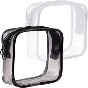 Sliverdew 2 PCS Small Clear Makeup Bags Zipper Pouch Mini Cosmetic Bag White Black Toiletry Bag for Men Purse Essentials Items Women Purse Travel Accessories