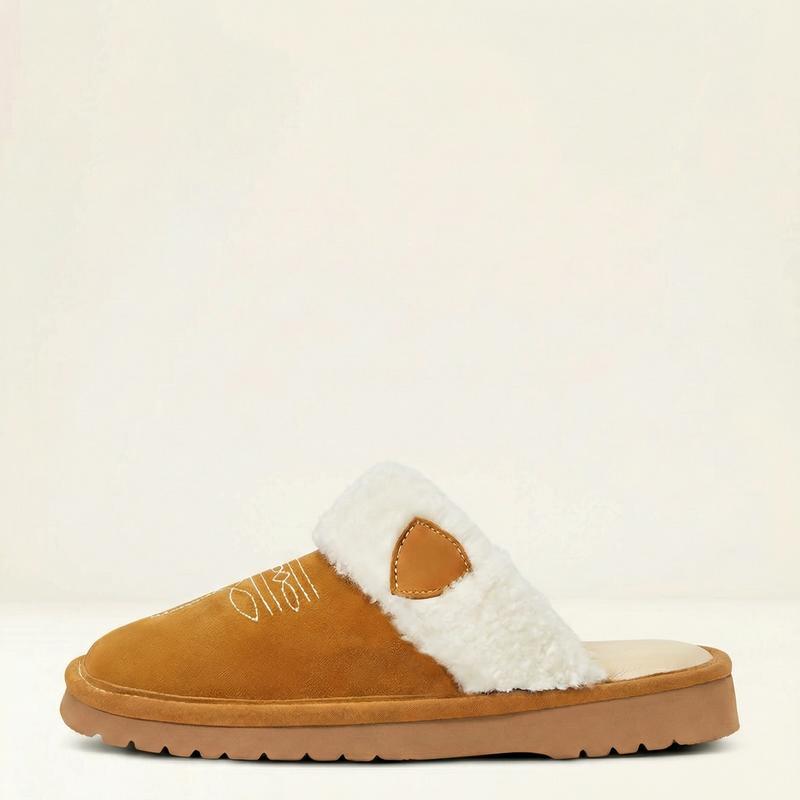 Western Cowgirl Boot-Stitch Women Slippers All-Season Cozy Indoor & Outdoor Wear 【Wide Feet PLS SIZE UP】