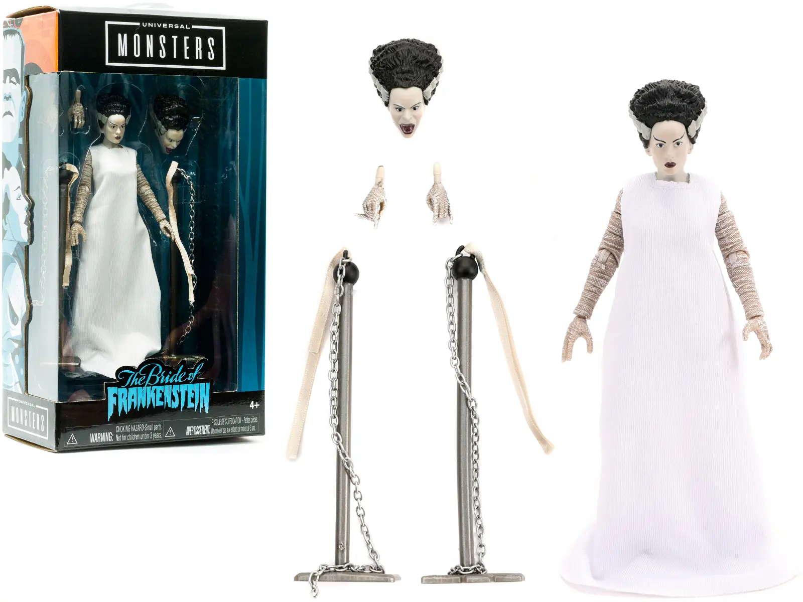 The Bride of Frankenstein 6" Moveable Figurine with Chains and Alternate Head and Hands "Universal Monsters" by Jada