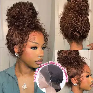 Ashimary Water Wave Invisi-Strap Snug Fit 360 Lace Frontal Pre-Cut Bleached Knots Chocolate Brown Glueless Lace Wig SpringStatements