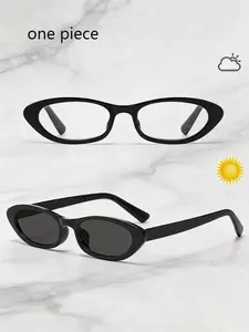 Elegant Oval Plain Glasses Frame, Color-Changing Anti-Blue Light Design, Transparent Fashionable Eyewear for Women, All-Season Wear
