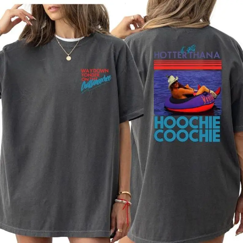 Meme T-Shirt, Hotter Than A Hoochie Coochie , Comfort Colors Cotton Tee, Summer Vacation,90s Country Music Gift