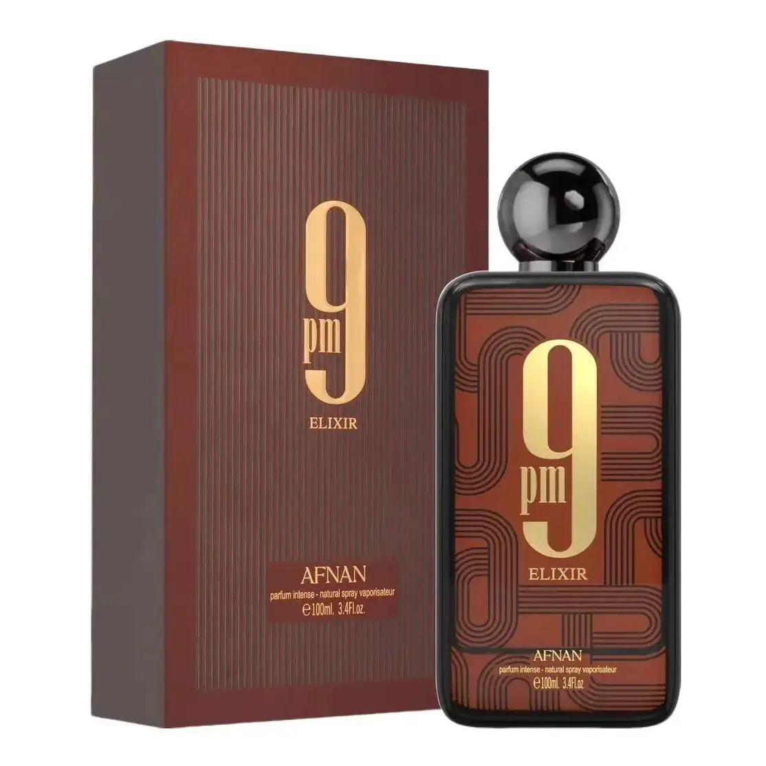 AFNAN 9 PM Elixir for Men and Women Extrait de Parfum Spray, 3.4 Ounce Perfume Fragrance Cologne Wood Floral