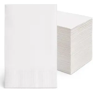 White Dinner Napkin-300 2-Ply White Dinner Napkins, 0.1" Height, 17" width, 15" Length (Pack of 300)