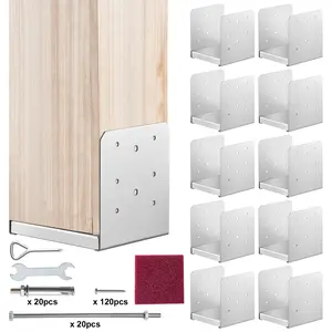 fathersdaygift VEVOR 6x 6 Post Base, 10Pcs Stainless Steel Adjustable Post Anchor Bracket(Internal 5.9x 5.5), Adjustable Post Base for Pavilion Deck Porch Handrail Railing Support Decorative Anchor Plate
