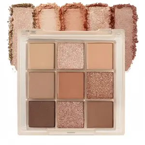 9-Color Eyeshadow Palette, Daily Makeup Cement Palette, Earth Tone Blush Highlighter Contour, Matte Finish All-In-One Palette, Eyeshadow Powder