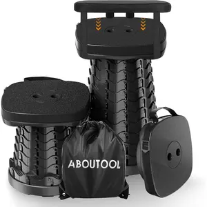 Folding Camping Stool, Square Collapsible Portable Stool,Collapsible Stool with Elastic Seat Cushion& Adjustable Nylon Bag, Sturdy Lightweight Telescoping Foldable Stool,Max Load 485lb