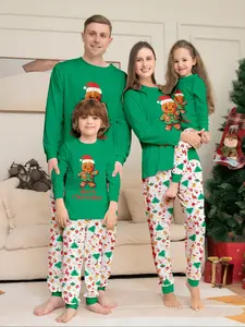 Christmas Family Pajamas Set, 2-Piece Long Sleeve Cartoon Print Sleepwear, Fitted Casual Home Wear for All Seasons
