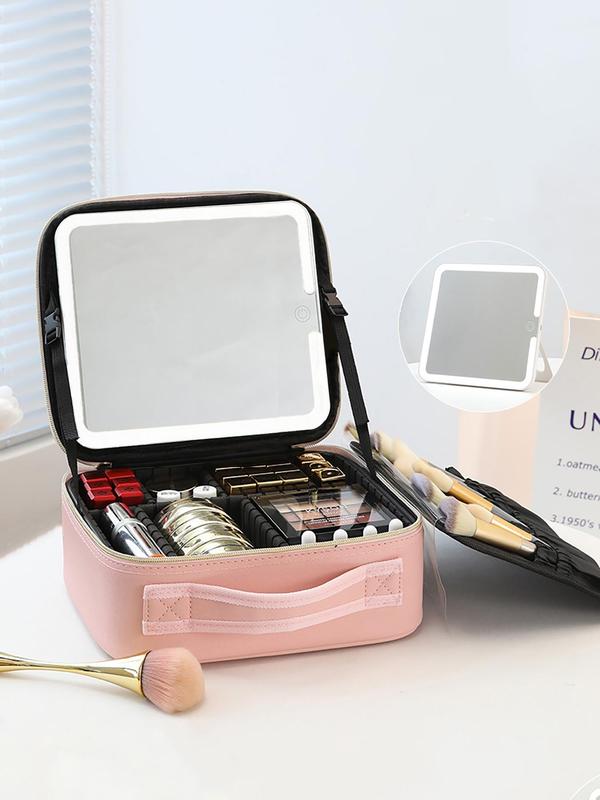 Portable Makeup Bag with 3-Color LED Detachable Mirror 2000mAh USB ...