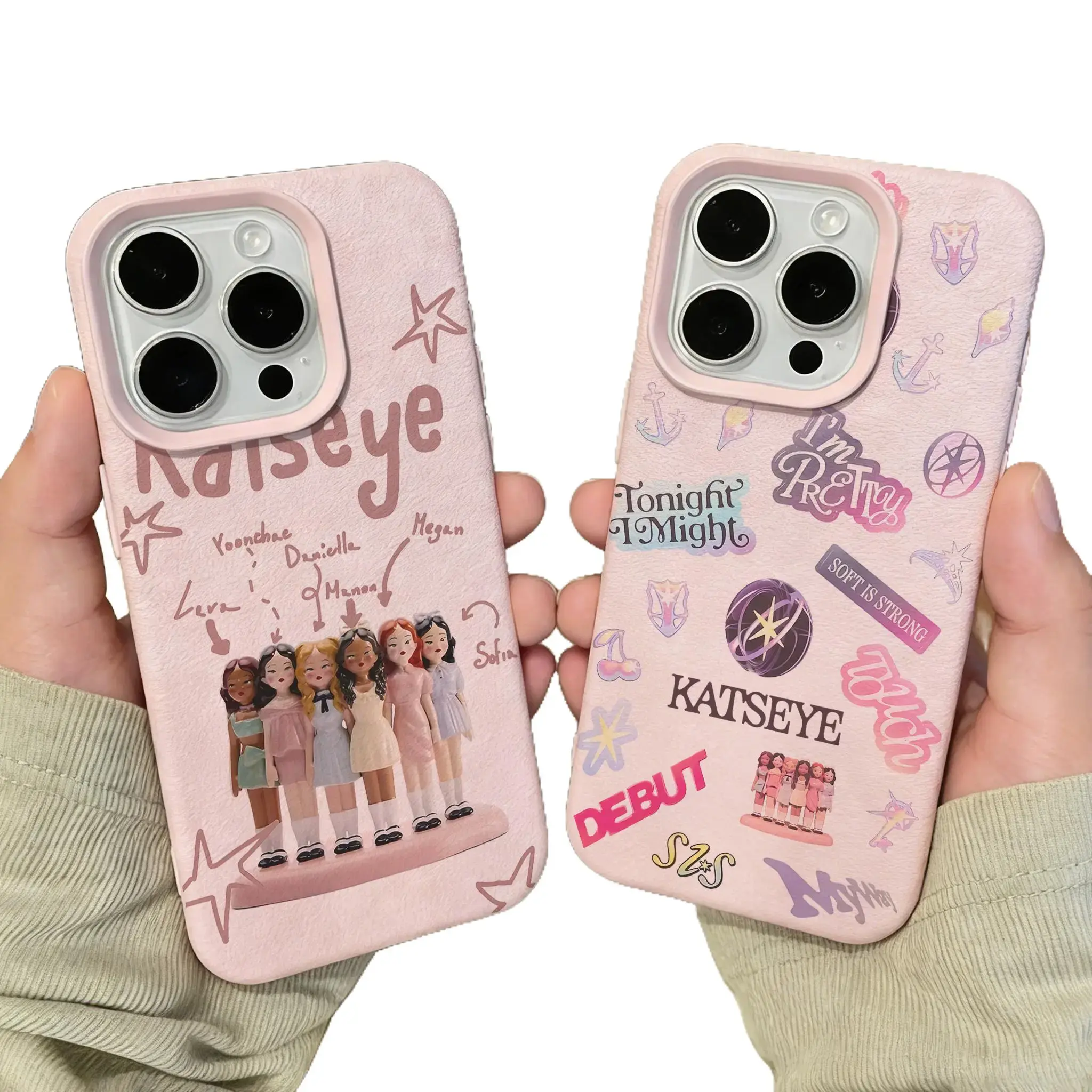 KPOP KATSEYES Lichee leather pattern Phone Case Stylish & Durable New Year Gift: Fashionable Phone Case for iPhone 17 16 15 14 13 12 11– Perfect Blend of Protection and Trend