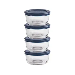 Anchor Hocking Glass Food Storage Containers with Lids, 1 Cup Round, Set of 4