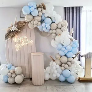 130pcs White Beige Blue Balloon Garland Arch Kit Kids 1st Birthday Decoration Boy Shower Party Blue Balloons Set Christening Baptism Wedding