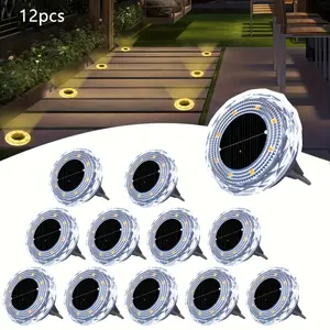 12-Pack Outdoor Solar Underground Lights, Crystal Diamond Texture Buried Lights, Courtyard Garden Lawn Landscape Ambient Lights，needoh，garden lights