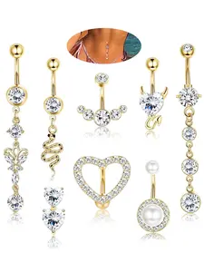 Women's Elegant Butterfly & Heart & Snake Design Belly Rings, Belly Piercing Jewelry, Fashion Body Jewelry for Party, Daily Clothing Decor, Trendy All-match & Exquisite Jewelry for Birthday Gift