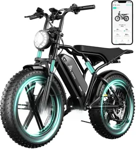 TST Electric Bike for Adults 1500W Peak Power 20" Fat Tire All-Terrain E-Bike 60/110 Miles 28MPH 48V 15/25AH Battery Smart System Waterproof LED Lights