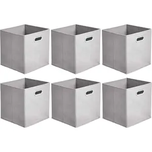 Amazon Basics Collapsible Cube Storage Organizer Bins 6Pack 10.5 x 10.5 x 11 inches Light Grey