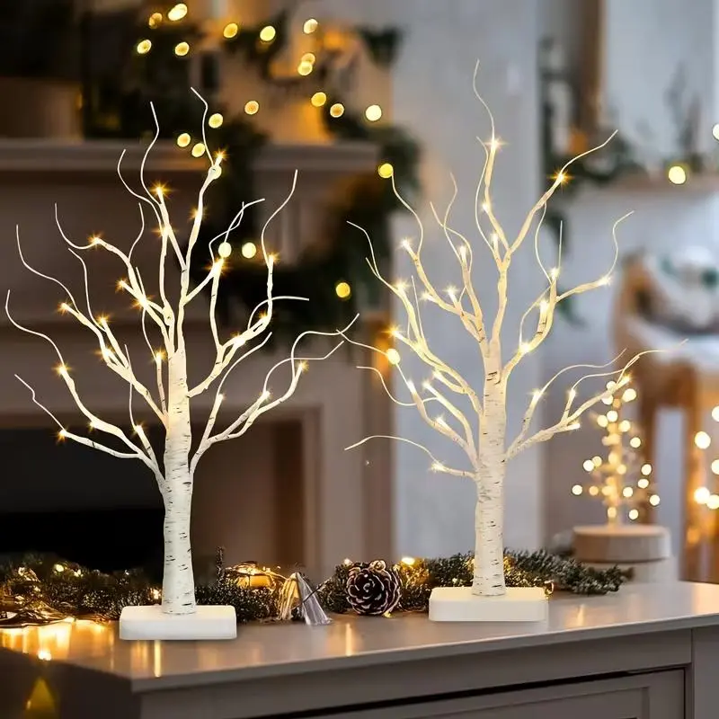 Light-Up Birch Tree Lamp – Warm White LED Tabletop Tree for Cozy Home, Holiday & Wedding Decor