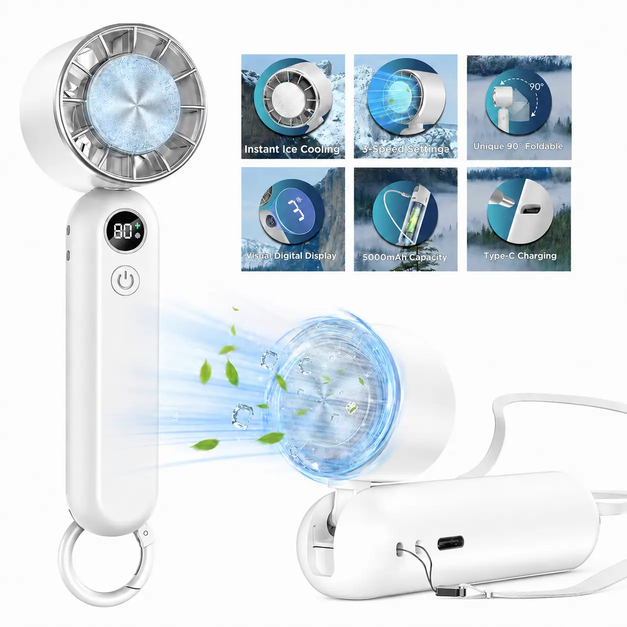 Portable fan Handheld High Speed Fan Foldable for Summer Travel Vacation Essentials& Outdoor Activities cool fan,dorm essentials,home essentials