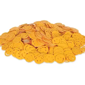 Fanci-Fetti Smile Faces Party Supplies 1 oz Yellow Plastic Confetti for Festive Occasions High Quality 60's Party Item