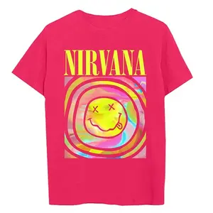 Hot Pink Nirvana Smile Face Crewneck Sweatshirt, 90s T-shirt Vintage Aesthetic, Y2K Clothing, Gift For Her