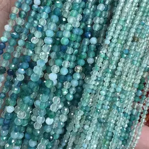 2-3-4mm - Best-selling selected dark green natural faceted agate beads in football shape, polished to be exquisite and beautiful small round beads.Exquisite and gorgeous loose spacer beads, arranged in an artistic and loose manner, present a dazzling vis