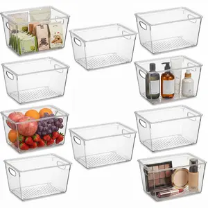 10 Pack Clear Storage Bins with Lids Stackable - Large Plastic Containers for Pantry Organization and Storage - Perfect for Kitchen,Fridge,Laundry Room,Bathroom,Garage,Closet,Cabinet Organizer