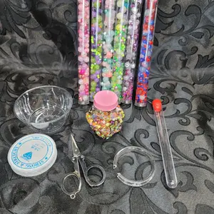 Simply Beautiful DIY Beading Party Set with Beads, Scissors, Bowls, Strings, Needles, and Seed Beads