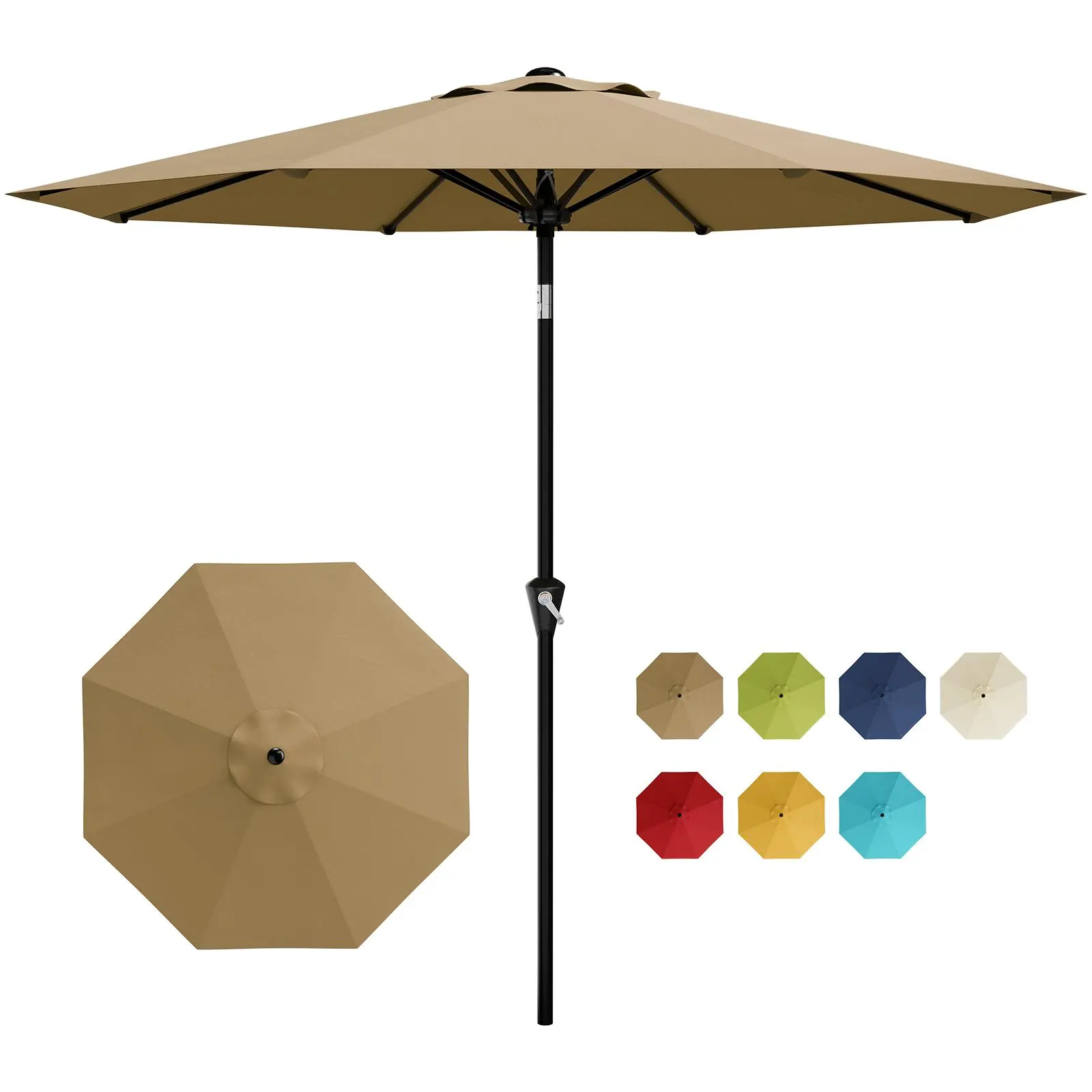 10FT Outdoor Patio Umbrella - 360° Adjustable,Crank Lift & Push Button Tilt, 8 Fiberglass Ribs, UV-Waterproof Sun Shade Market Table Parasol for Patio, Backyard - Navy Blue, Fruit Brand Green