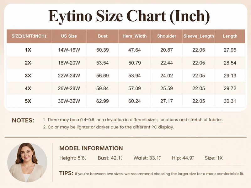 Eytino Womens Plus Size Floral Pattern Scallap Trim Open Front Drop Shoulder Cozy Sweater Cardigan (1X-5X)
