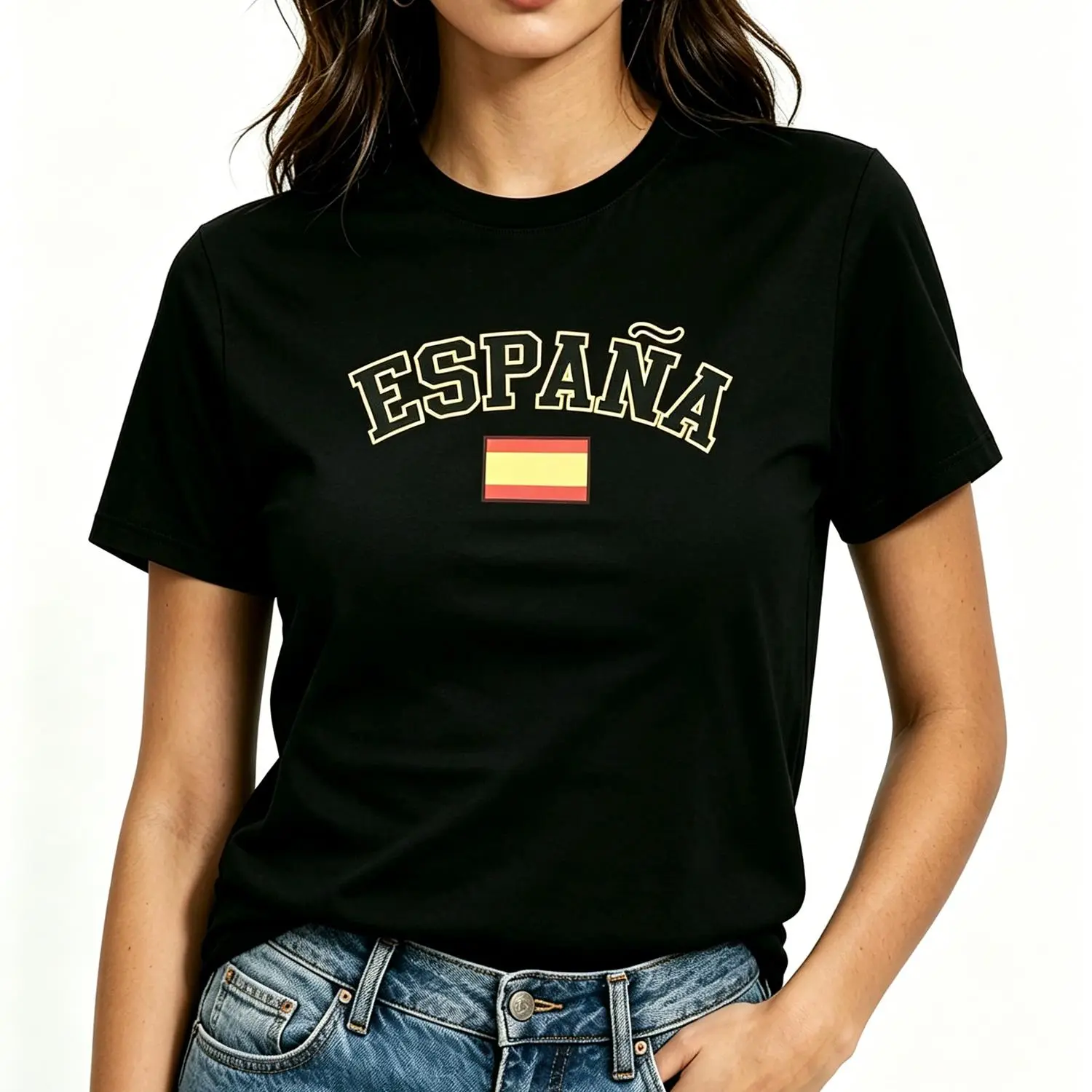 Unisex Cotton T-shirt Featuring Spanish Flag ESPAÑA Graphic Design Perfect Gift for Spain Lovers Short Sleeve