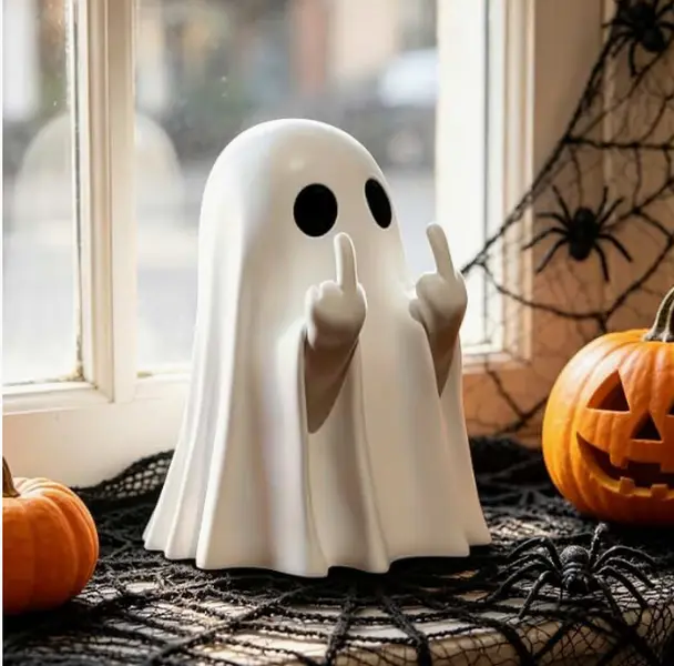 Donciety Spooky Decorative Miniature Halloween Ghost Figurine, Humorous Pose Statue for Tabletop Home Decor, Gift Props, New Year's Gifts, Cute