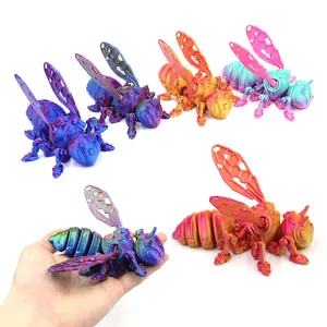 3D Printed Bee Model, 1 Set Mechanical Bee Shape Ornament, Colorful Bee Decoration for Home Garden Fence Party Desktop, Decorative Figurines