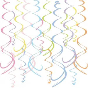 48PCS Pastel Paper Swirl Decorations Hanging Ceiling Streamers for Birthday, Spring, Bridal, Gender Reveal, Wedding, or Everyday Party Decor