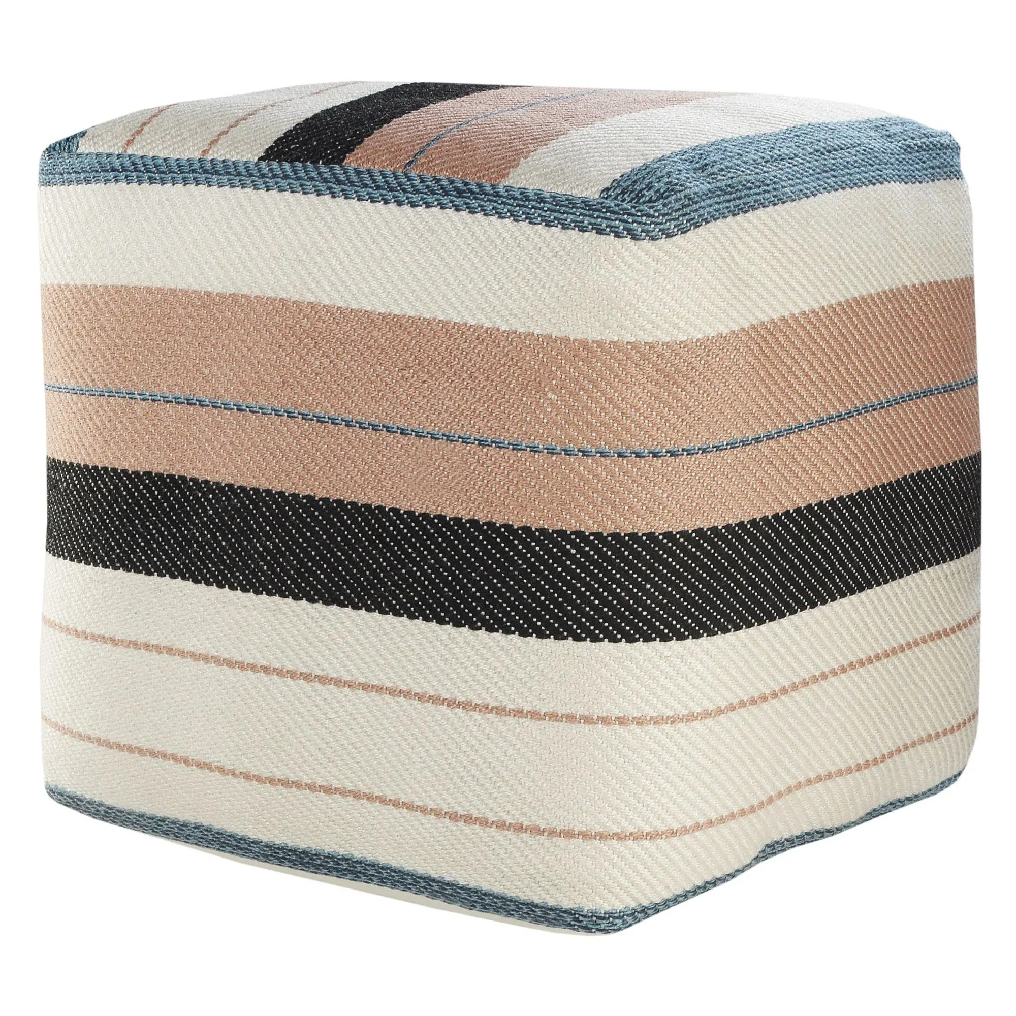 Ox Bay Multi Striped Hand-Woven Outdoor Pouf Ot toman Ox Bay Multi Striped Hand-Woven Outdoor Pouf Ot toman