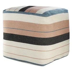 Ox Bay Multi Striped Hand-Woven Outdoor Pouf Ot toman