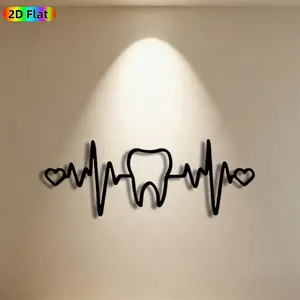 1pc Dental Heartbeat Metal Wall Art,Dental Heartbeat Statue Mural, Ideal Gift for New Year, Easter, Dental Decor Enthusiasts, Rust-Resistant Metal Wall Decor Wall Sculptures, Perfect for Clinic Wall & Home Fence, Unique Medical-Themed Wall Decor