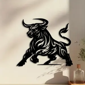 1pc Bull Metal Wall Art, Bull Statue Mural, Perfect for Living Room Wall, Farmhouse Wall, Bohemian Wall, Patriotic Decor, Ideal Gift for Collectors, Durable Metal