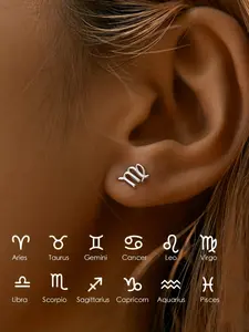 Women's Personalized Zodiac Letter Design Earrings, Fashion Jewelry Accessories, Perfect Gift for Her, Essential Daily Wear Jewelry