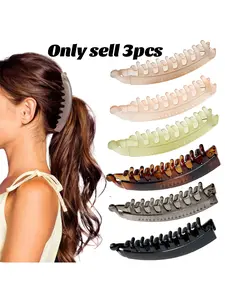 3 Pack Fashion Banana Hair Clips for Women, Thin Fine Thick Hair, 5 Inch Strong Banana Claw Clips for Hair, Secure Durable No Crease Clips for Styling, Ponytails & Updos, interlocking teeth on both side,for shower bath, yoga, work, daily